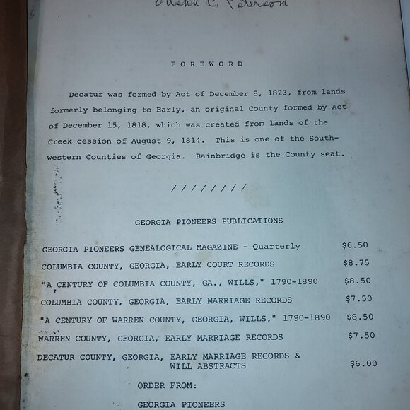 Vtg. Decatur Co., Ga Early Marriage Records&Abstract Early Wills Booklet (AS IS) - Picture 7 of 11